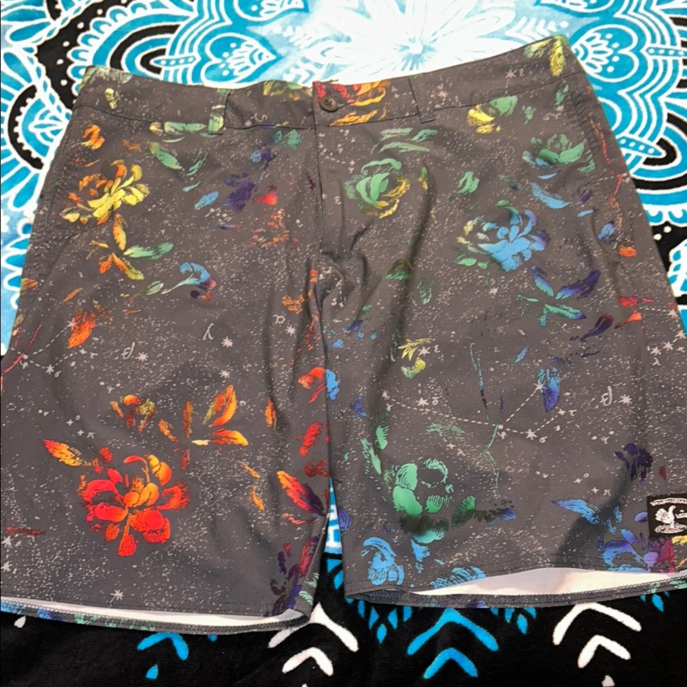 Vans Gray and Red Hybrid Shorts with Playful Pattern